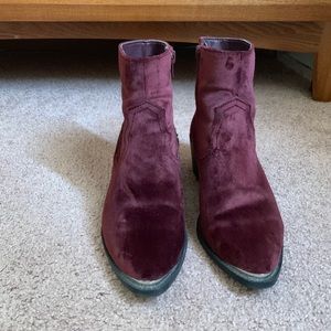 Burgundy Velvet Boots